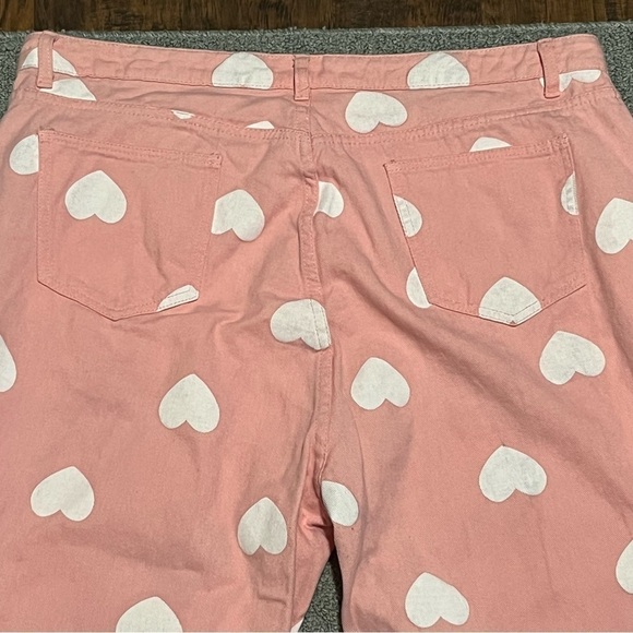 Shein Jeans Womens 4XL Pink High Waisted Hearts Denim Cotton Straight Leg - Picture 8 of 9